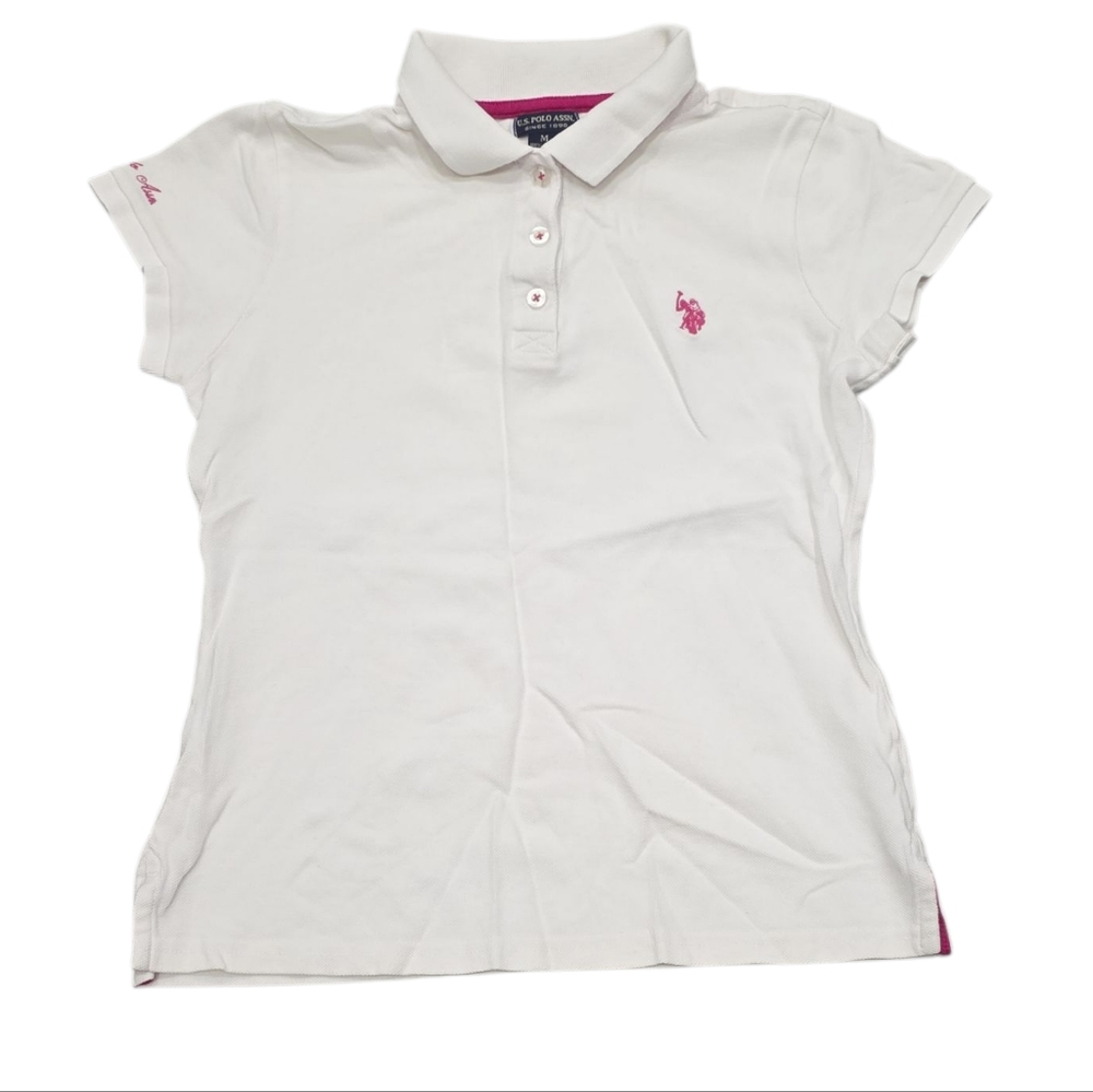 U.S. Polo Assn. Girls White Polo Shirt #F0179